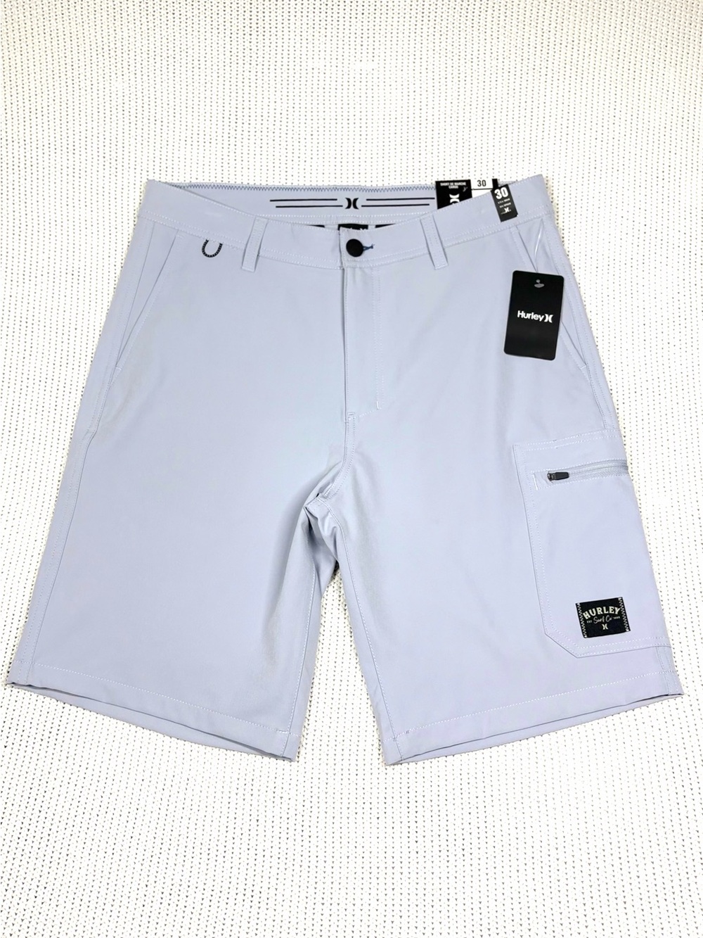 Hurley Cargo Walk Shorts Men's 30 Light Grey 4-Way Stretch Water Resistant NWT